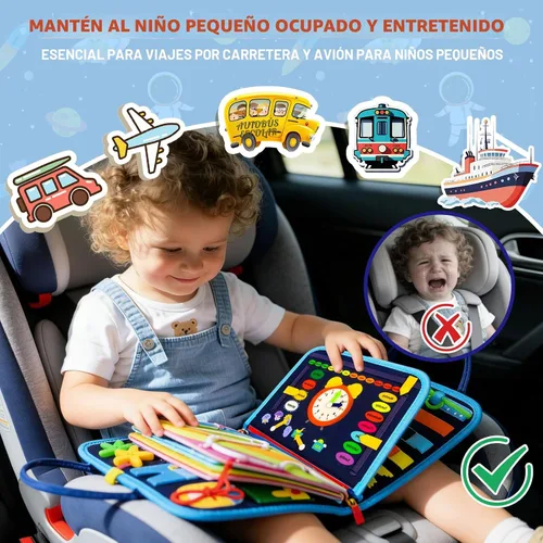 Miniatura 4 de Tablero Montessori para niños pequeños de 1 a 3 años, regalos de cumpleaños para niños, tablero educativo Montessori para libros ocupados