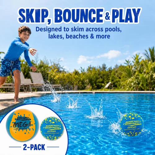 Miniatura 2 de Wave Runner Paquete de 2 pelotas de salto de agua, bolas de espuma suave para niños y adultos, rebota en el agua, juguetes de playa flotantes