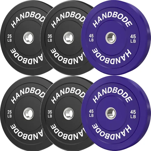 Miniatura 47 de HANDBODE Juego de discos de peso de 2 pulgadas de alto rebote, juego de discos olímpicos de 45/100/160/190/260/300 libras, juego de discos