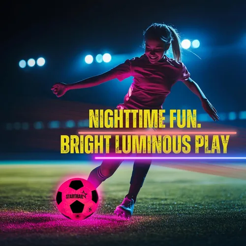 Miniatura 6 de Pelota de fútbol que brilla en la oscuridad Regalo deportivo para niñas de 6 a 15 años Pelota LED iluminada con 3 baterías extra y bomba