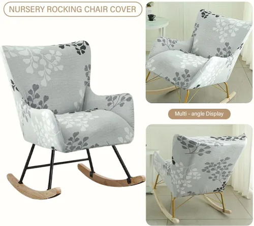 Miniatura 5 de Funda elástica para silla mecedora de guardería, funda estampada para sillón con acento mecedor, para sala de estar, dormitorio, oficinas, 01