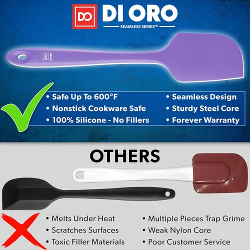 Miniatura 2 de DI ORO - Espátula de silicona – Espátula de cocina de goma resistente al calor de 600 °F para hornear, raspar y mezclar – Utensilios de cocina