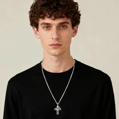 Miniatura 192 de Eusense San Miguel San Cristóbal San Benito San Judas Virgen María Collar chapado en oro 925 joyería religiosa para hombres y mujeres, collar