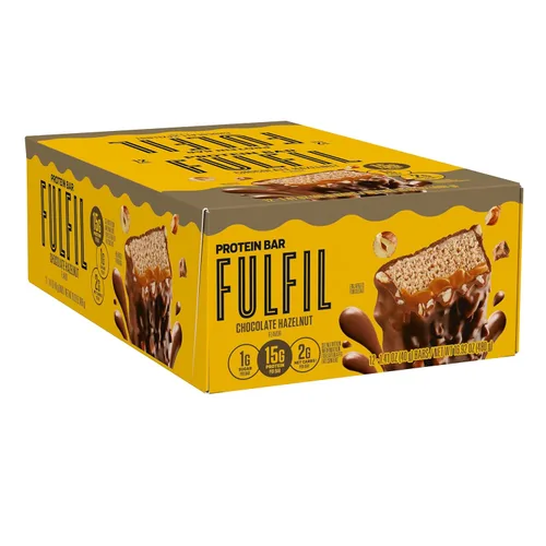 Miniatura 9 de FULFIL Barritas proteicas con sabor a avellana y chocolate, sin gluten, con 0.55 onzas de proteína, grapas de despensa, 12