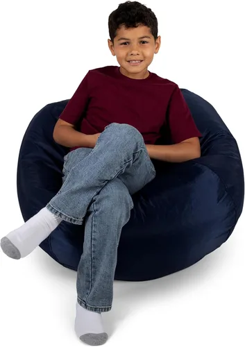 Big Joe Silla Puf Clásica para Dormitorio de Niños y Rincón de Lectura, Azul Marino Fácil de Limpiar, Mezcla Duradera de Nylon y Poliéster, 2 Pies