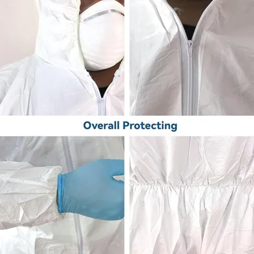 Miniatura 3 de 3 piezas de overoles protectores desechables 3XL, resistentes para hombres y mujeres, para pintar, poda de jardín y más trabajos sucios, ligeros