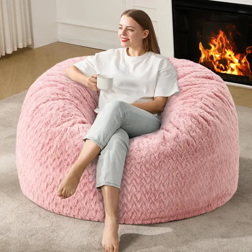 Miniatura 25 de Hobestluk Puf grande de 4 pies para adultos, con funda de piel de felpa chevrón, puf grande para sala de estar, dormitorio, residencia estudiantil