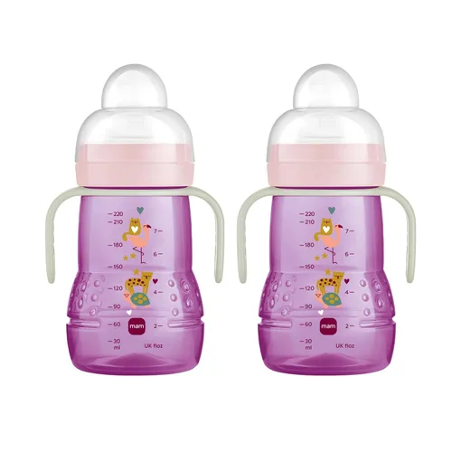 Miniatura 9 de MAM Vaso Entrenador con Boquilla para Niños Pequeños de 1-3, 8 oz. Taza de Transición para Beber con Boquilla Extrasuave, Pezón sin Derrames y Asas