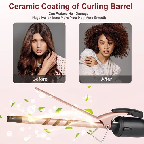 Miniatura 3 de Rizador fino, rizador pequeño de 3/8 pulgadas para cabello corto y largo, barril pequeño de cerámica con 2 temperaturas para rizos apretados