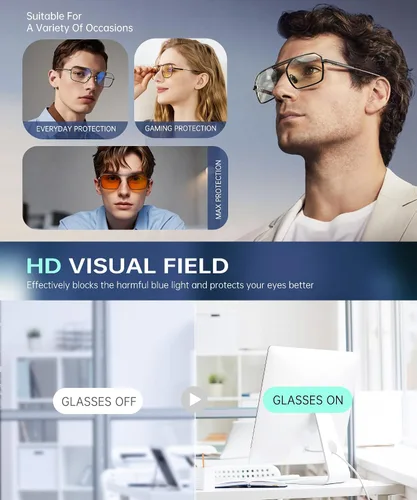 Miniatura 7 de ANYLUV Gafas de luz azul para hombres y mujeres, gafas de protección ocular para juegos, lentes de computadora con bloqueo de luz azul de metal