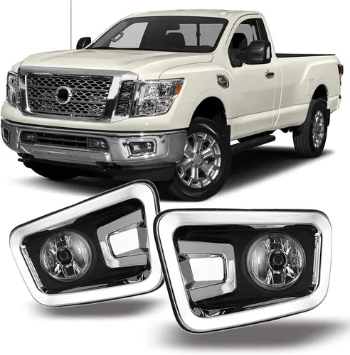 CPW Luces antiniebla compatibles con Nissan Titan 2017-2018 [Nissan Titan XD 2016-2019] Par de luces antiniebla de conducción + cableado + kit de