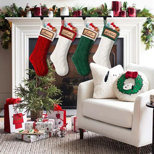 Miniatura 2 de Paquete de 2 medias de Navidad, medias de Navidad familiares grandes de 18 pulgadas, medias de punto de colores mixtos colgantes (2 mezclas)