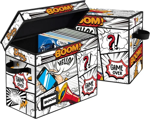 Miniatura 8 de Paquete de 2 Cajas de Almacenamiento de Cómics de Colección, Organizador Protector 15.8" X 7.8" X 11.8" Caja Corta Plegable con Capacidad