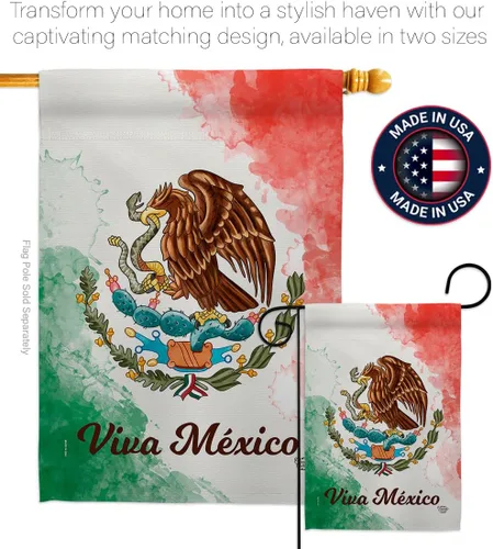 Miniatura 4 de Ornamento Collection Viva México Casa Bandera Pack de Nación Regional Internacional Mundo País Particular Área Decoración Banner Pequeño Jardín