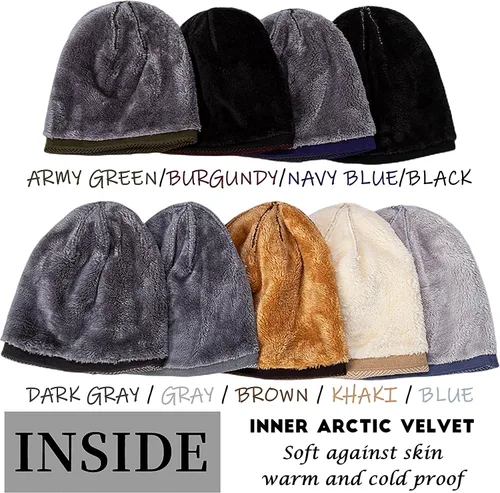 Miniatura 3 de HiRui Gorros de invierno para hombres y mujeres, gorro de punto con forro polar cálido y holgado