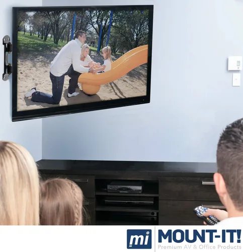 Miniatura 3 de Mount-It! Soporte de pared para TV esquinero – Soporte de pared giratorio de movimiento completo diseñado para instalaciones de esquina, patrón VESA