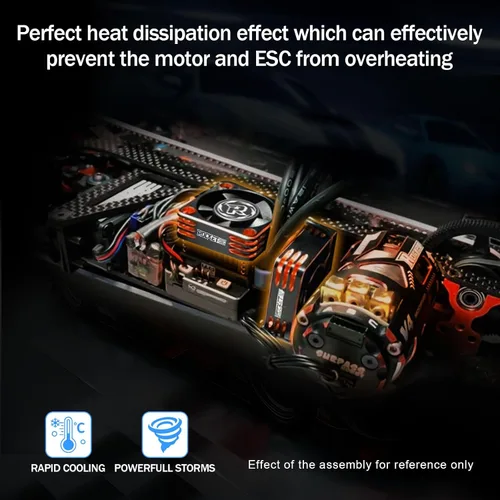 Miniatura 6 de Ventilador de refrigeración ESC de 1.181 in, disipador de calor RC ESC de 28000 RPM para Turbo ESC con XH Connect para 1/12 1/10 1/8 RC Car ESC