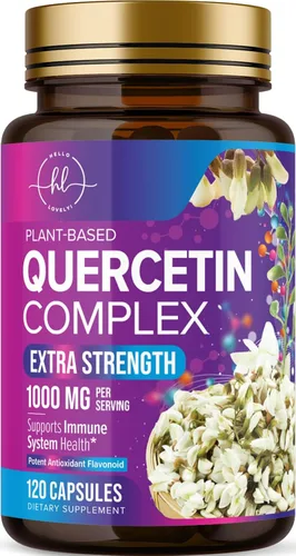 Dihidrato de quercetina 1000 mg por porción - Bioflavonoides de primera calidad a base de plantas - Antioxidante extra fuerte Apoyo para la salud