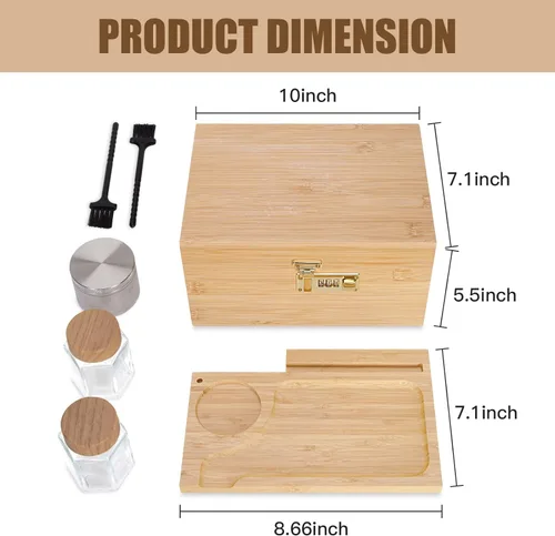 Miniatura 2 de Youpehom Caja grande de bambú, caja de almacenamiento decorativa con cerradura de combinación, caja de madera con cerradura y tapa, caja