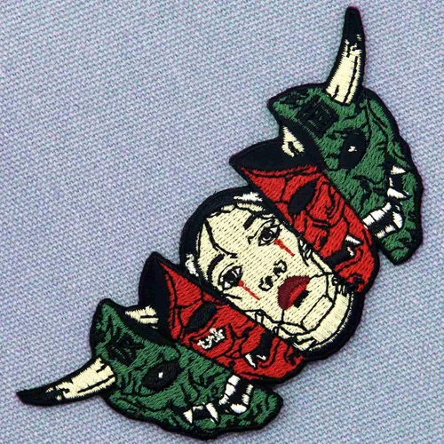 Miniatura 4 de Hannya Oni - Máscara bordada con apliques bordados, emblema para coser
