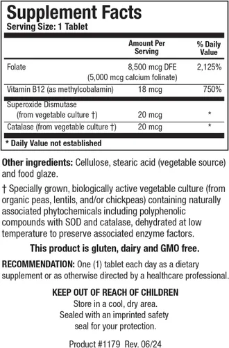 Miniatura 2 de Biotics Research Folato 5 Plus de folato de alta potencia con B12, soporte de metilo, 5 miligramos de forma alimentaria natural e integral