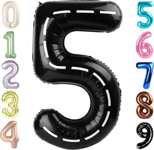 Miniatura 421 de Globos de números de 5 globos de 40 pulgadas, decoraciones de cumpleaños azules para niños y niñas, globos de números azul marino grandes