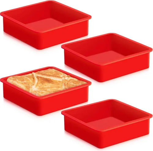 Geetery Juego de 4 moldes cuadrados de silicona para pasteles, molde de silicona para brownies, molde antiadherente para hornear para muffins, pan,