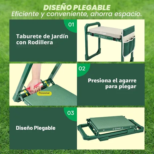 Miniatura 6 de Saker Rodillera y Asiento de Jardín Plegable con Patas Extensibles y Almohadilla Gruesa, Herramienta, Soporte de Trabajo Pesado para Adultos
