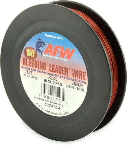 Miniatura 9 de Alambre de pesca americano líder sangrante rojo sangre nylon recubierto 1x7 alambre líder de acero inoxidable