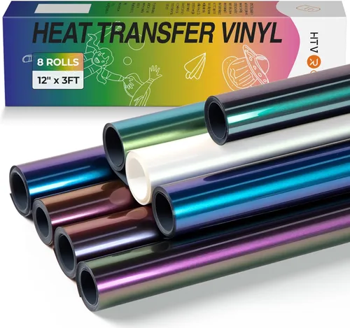 Miniatura 21 de HTVRONT Rollo de vinilo de transferencia de calor HTV – 12 pulgadas x 25 pies, vinilo negro para planchar para camisetas, fácil de desmalezar