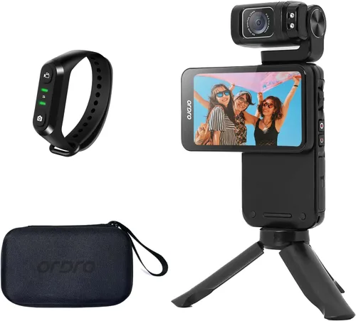 ORDRO Videocámara de bolsillo 5K, videocámara 4K 60FPS UHD 36MP para YouTube TikTok Video Vlog Combo grabación, cámara de visión nocturna WiFi IR