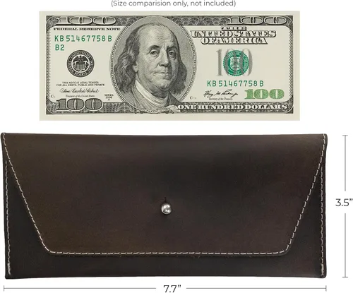 Miniatura 6 de Hide & Drink, Bolsa larga de utilidad hecha a mano de cuero de grano completo, elegante cartera para llevar y almacenar efectivo, monedas, tarjetas