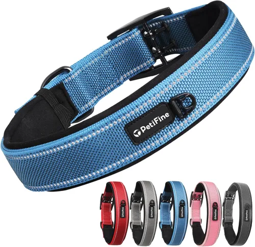 Miniatura 16 de Collares para perros PetiFine para perros medianos, acolchados de neopreno y ajustables, collares para mascotas reflectantes anchos y resistentes