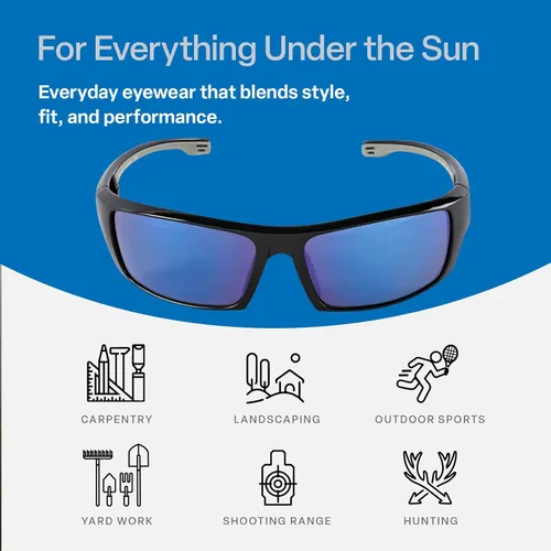 Miniatura 7 de Bullhead Safety Dorado - Lentes de seguridad con doble lente, ANSI Z87+, lentes de luz azul con protección contra la luz UV y revestimiento marco