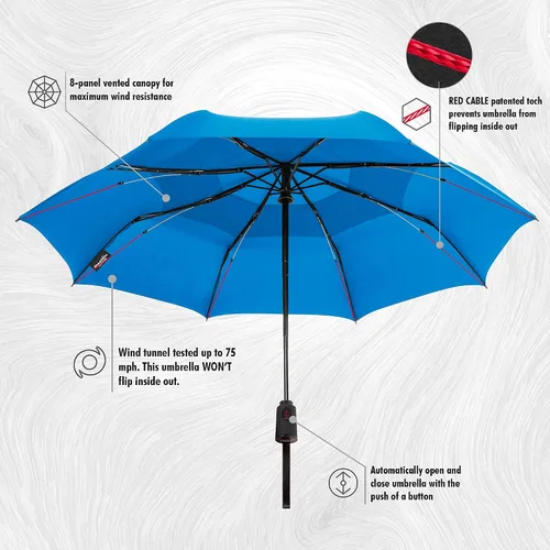 Miniatura 3 de ShedRain Vortex - Paraguas de viaje plegable automático compacto y resistente al viento, con botón para abrir y cerrar, con ventilación para lluvia
