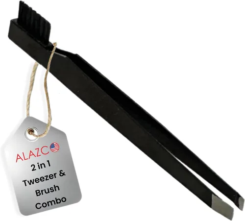 1 herramienta de aseo combinado de pinzas y cepillo para hombres y mujeres – Pinzas para cejas DIY profesional maquilladores artistas de viaje,