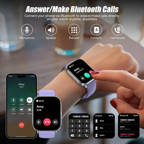 Miniatura 2 de Reloj inteligente, reloj de fitness HD de 2.01 pulgadas, llamadas Bluetooth, 120 modos deportivos, monitor de actividad, frecuencia cardíaca 24/7