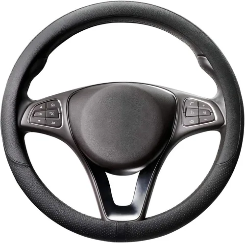 Miniatura 7 de COFIT Funda transpirable para volante de automóvil de 15 pulgadas, protector de cuero universal antideslizante para volante de automóvil, accesorios