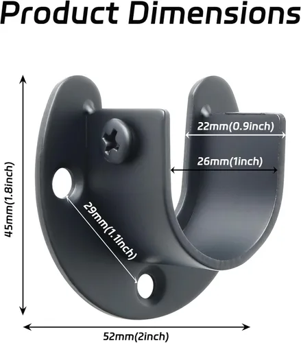 Miniatura 2 de Mooche MFL8001UB-4P - Soporte de barra de cortina en forma de U, soporte de barra de barra de acero inoxidable negro mate, 4 uds