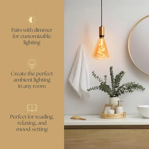 Miniatura 5 de Next Glow Bombilla LED decorativa Edison de filamento LED – 240 lúmenes, 4.9 W, regulable, 2000 K blanco cálido, base mediana E26 con impresionante