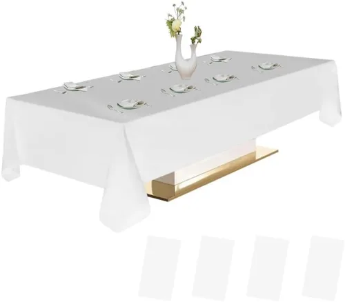 Miniatura 14 de Urby Paquete de 12 manteles rectangulares de plástico, con asientos para 4-6 personas, mantel desechable resistente y empaquetado individualmente