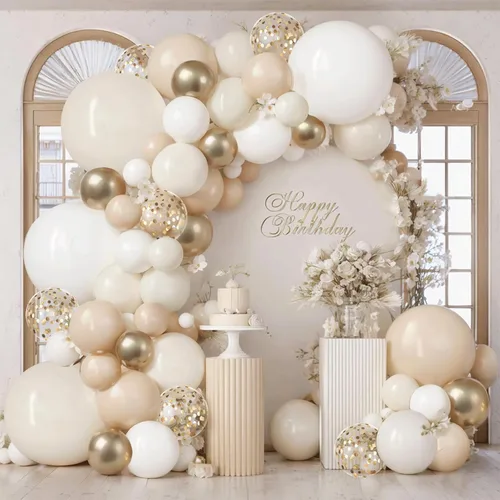 Miniatura 13 de Kit de guirnalda de globos azul polvoriento, azul niebla, azul real, azul pastel, arena, blanco, dorado metálico, globos de látex para despedida