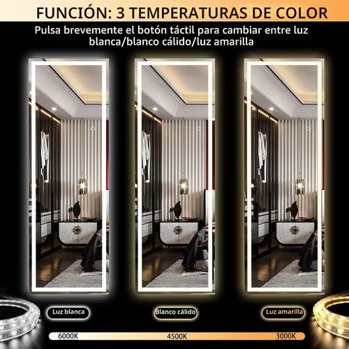 Miniatura 4 de Hasipu Espejo de longitud completa con luces, espejo de piso LED de 56 x 15.8 pulgadas, espejo de cuerpo entero para vestir, espejo montado