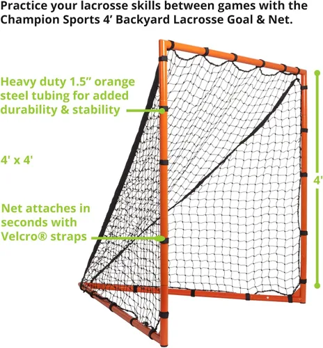 Miniatura 2 de Champion Sports Portería de lacrosse para patio trasero con red de tamaño oficial - 6 x 6 pies