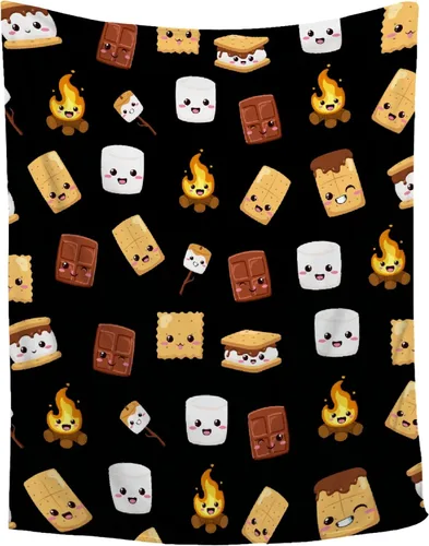 Linda manta de S'Mores ligera de felpa mullida súper suave, manta de franela de forro polar para decoración del hogar, regalos para cama, sofá, sala