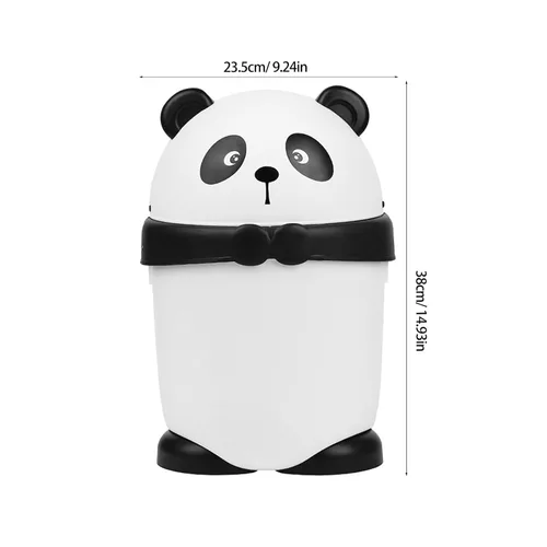 Miniatura 8 de Bote de basura con diseño de panda de dibujos animados con tapa, pequeño cubo de basura de plástico para el hogar, oficina, cocina y dormitorio