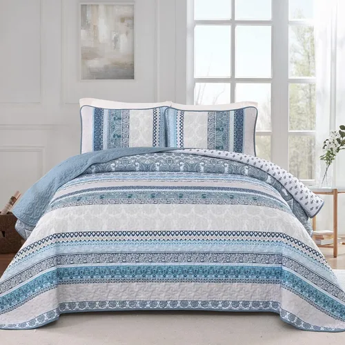 Miniatura 24 de WONGS BEDDING Juego de Edredón Boho Tamaño Full, Juego de Edredones Bohemios Grises de 3 Piezas, Juego de Ropa de Cama Cubrecama de Microfibra