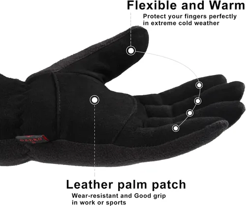 Miniatura 4 de OZERO Guantes de invierno -30 F de piel de ciervo a prueba de frío de piel de ciervo aislados, resistentes al agua, guantes térmicos para conducir