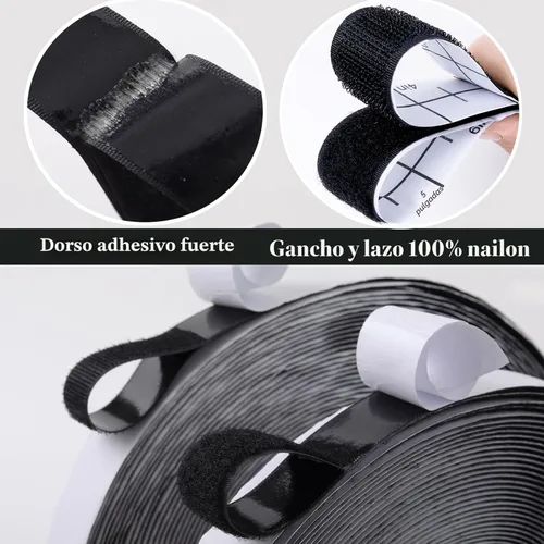 Miniatura 3 de Navona Tiras de gancho y bucle de 30 pies x 1 pulgada con adhesivo, 2 rollos de cinta de gancho y bucle resistente con respaldo para el hogar, 1.0