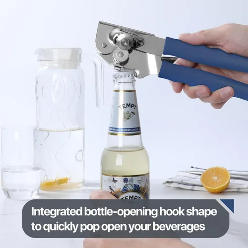 Miniatura 5 de Abridor de latas comercial, UHIYEE abrelatas manual de mano con manivela pesada y mango extra largo cómodo, perilla grande, fácil de abrir latas Azul